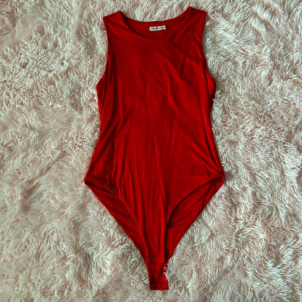 Red Sleeveless Bodysuit